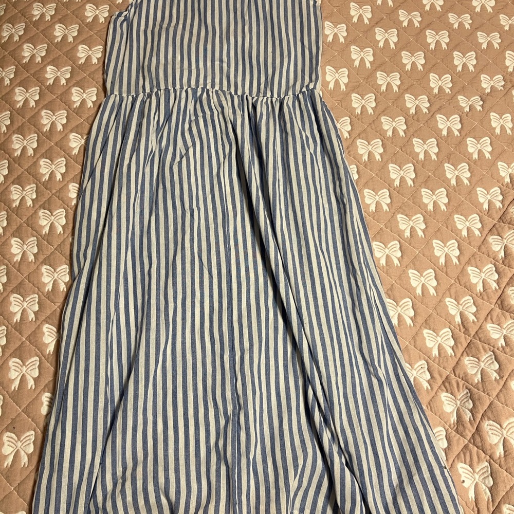 Zanzea Blue and White Striped Maxi Dress - Picture 3 of 3